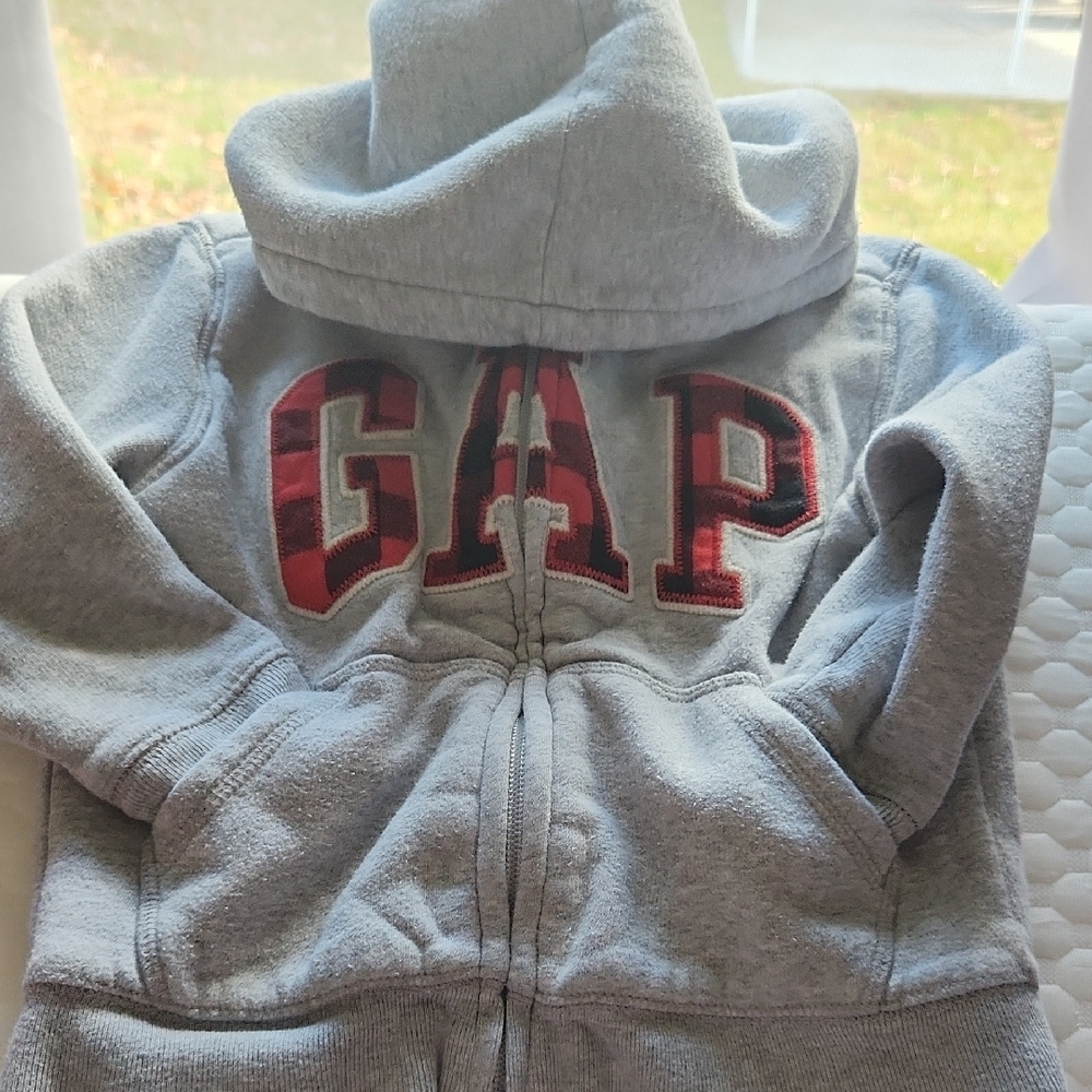 3/$10 Baby GAP Hoodie with Plaid Logo|Sherpa Lining - Picture 7 of 10